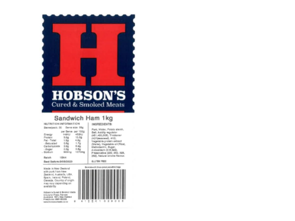 Hobson’s brand sandwich ham recalled
